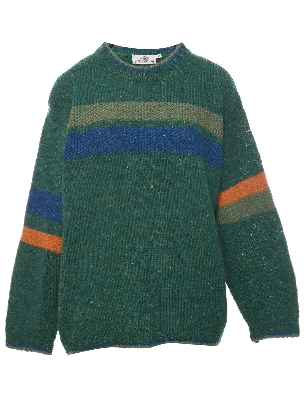 Dark Green Jumper - M Zippered Buttoned Snapped