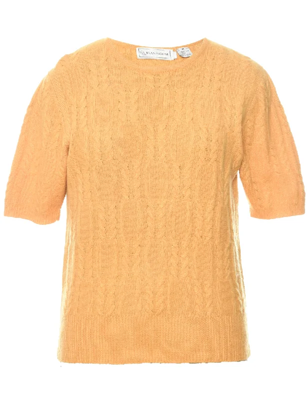 Evan Picone Cable Knit Jumper - M Sequined Glittery Shiny