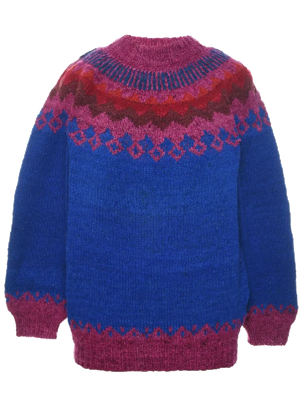 Fairisle Lambswool Jumper - L Chenille Blend Fleece Blend Nylon Blend