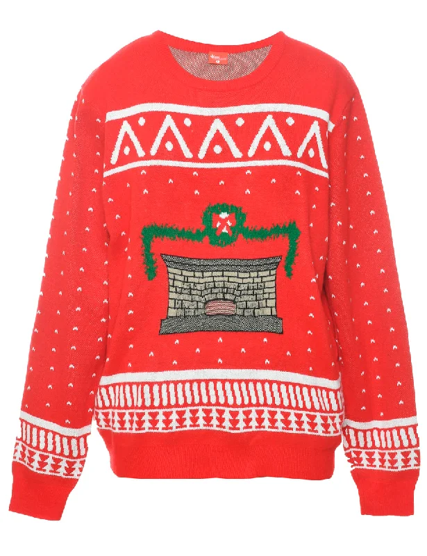 Festive Season Christmas Jumper - L Chenille Blend Fleece Blend Nylon Blend