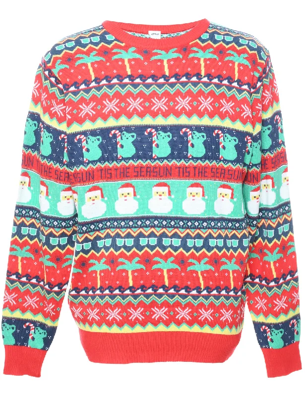 Festive Season Christmas Jumper - M Toggled Drawstring Belted