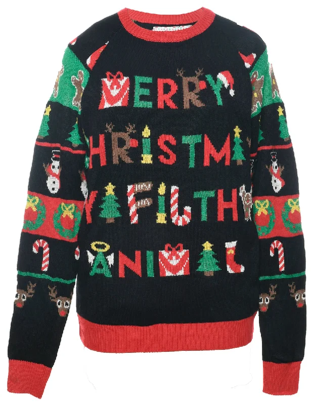 Festive Season Christmas Jumper - S Cable Knit Ribbed Knit Lace Knit