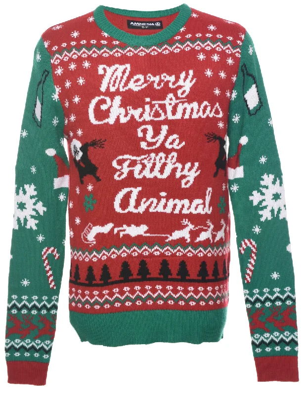 Festive Season Christmas Jumper - S Slim Fit Regular Fit Oversized