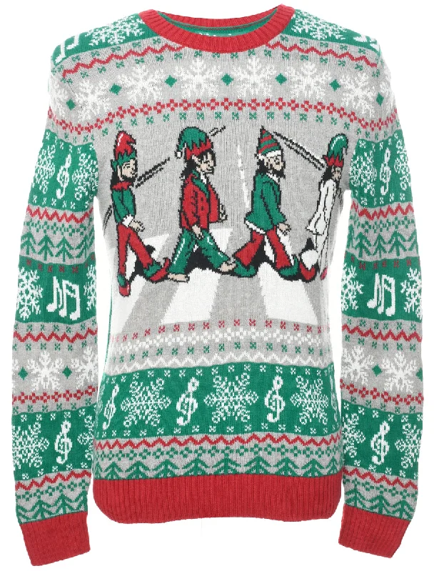 Festive Season Christmas Jumper - S Graphic Sweater Embroidered Appliqued