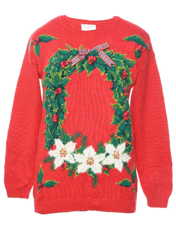 Floral Christmas Jumper - M Modern Contemporary Chic