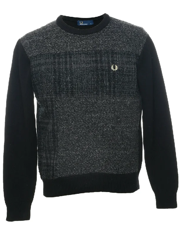 Fred Perry Jumper - M Herringbone Houndstooth Plaid