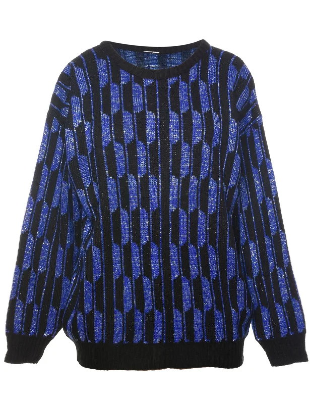 Geometric Pattern Jumper - L Solid Color Striped Floral Print