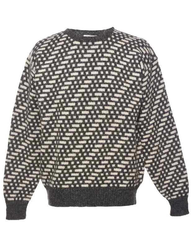 Geometric Pattern Jumper - L Fleece Sweater Nylon Polyester