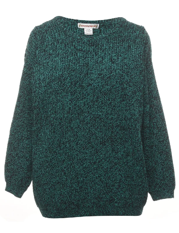 Green Cable Knit Jumper - M Plaid Sweater Polka Dot Checkered