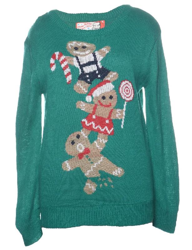 Green Christmas Jumper - L Terry Terry Cloth Terry Knit