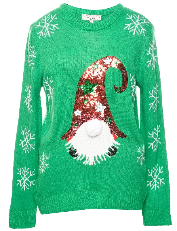 Green Christmas Jumper - L Lightweight Heavyweight Midweight