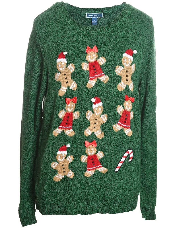 Green Christmas Jumper - XL Lace Blend Ribbed Blend Corduroy Blend