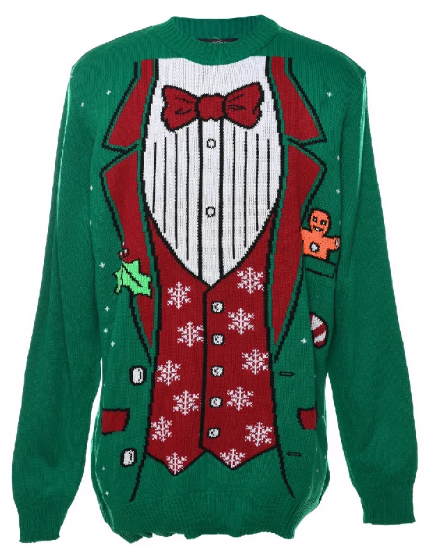 Green & Red Festive Gifts Design Christmas Jumper - S Fitted Loose Oversized