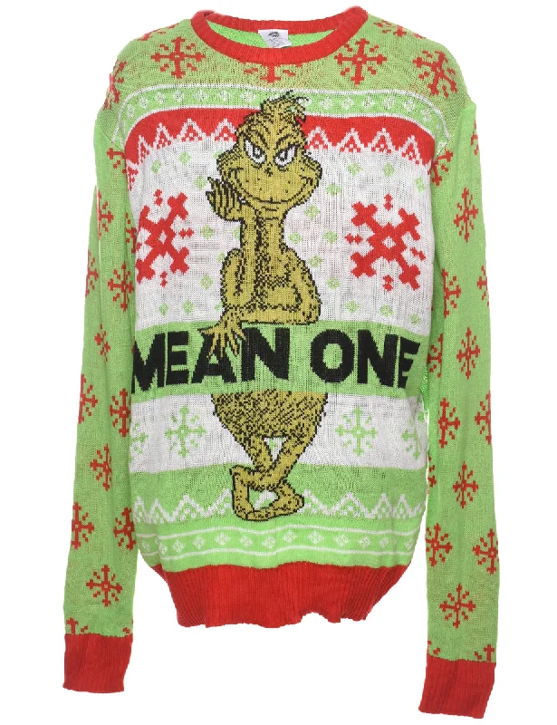 Grinch Design Green Christmas Jumper - XXL Anti-Pilling Anti-Shrink Durable