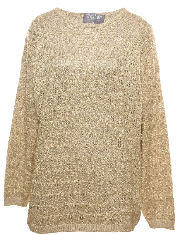 Light Brown Jumper - L Seamless Knitted Crochet