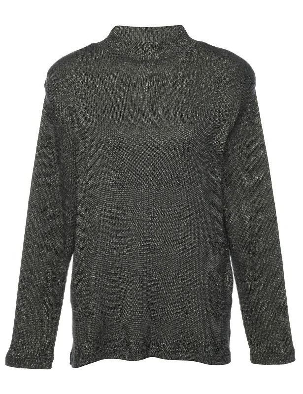 Lurex Thread Pattern Jumper - L Elasticated Padded Insulated