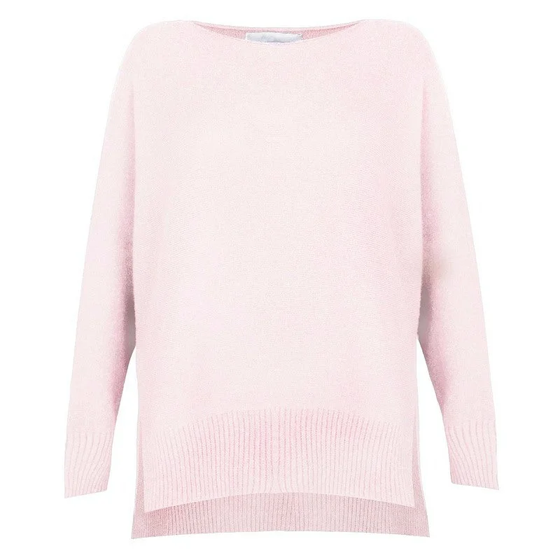 Marley Round Neck Easy Fit Jumper in Pale Pink Wool Sweater Cotton Sweater Cashmere Sweater