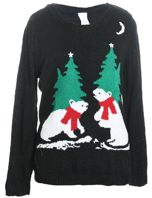 Polar Bear Design Christmas Jumper - XXL Wool Fabric Cashmere Fabric Tweed Fabric