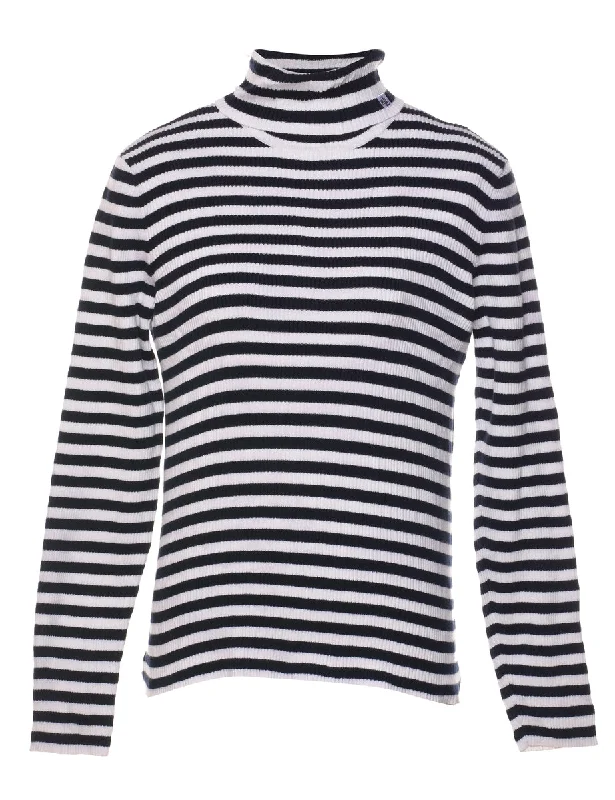 Ralph Lauren Striped Turtleneck Jumper - M Sweater Knitwear Pullover