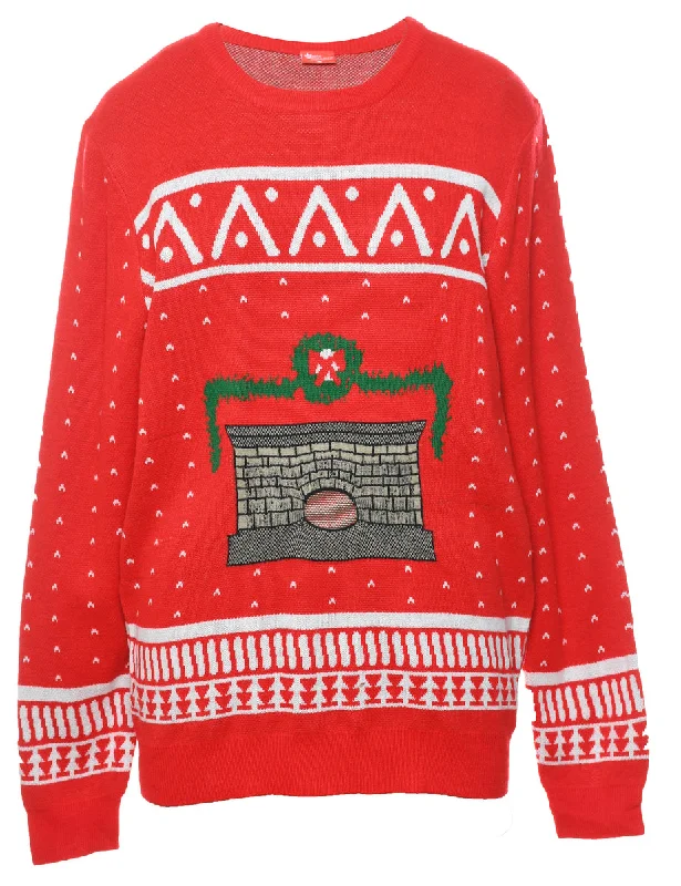 Red Christmas Jumper - L Elegant Classic Vintage