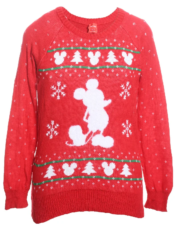 Red Christmas Jumper - S Graphic Sweater Embroidered Appliqued