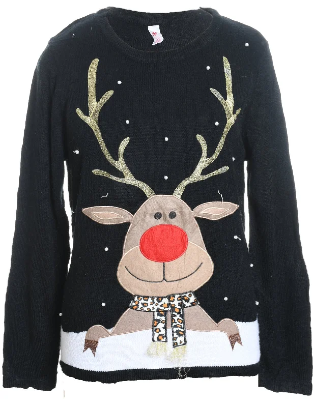 Reindeer Christmas Jumper - L Layered Multi-layer Single Layer