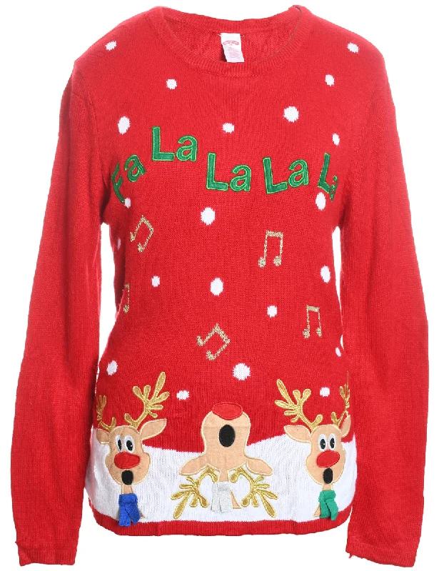 Reindeer Christmas Jumper - L Stretchy Elastic Breathable