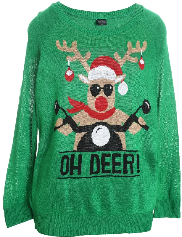 Reindeer Christmas Jumper - XL Wool Sweater Cotton Sweater Cashmere Sweater