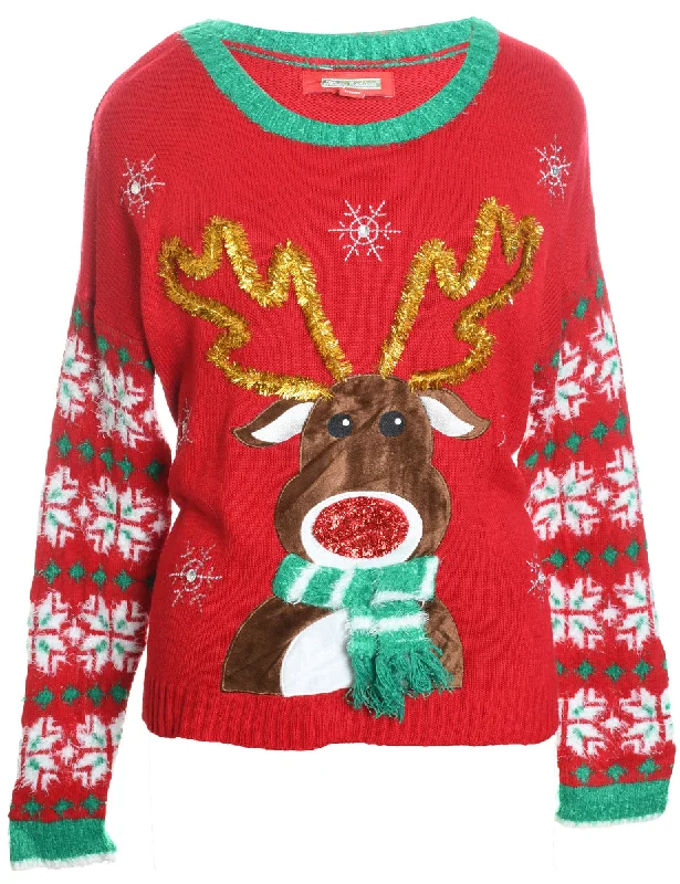 Reindeer Christmas Jumper - XL Cotton Fabric Linen Fabric Terry Fabric