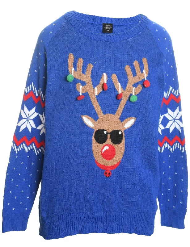 Reindeer Christmas Jumper - XL Lace Blend Ribbed Blend Corduroy Blend