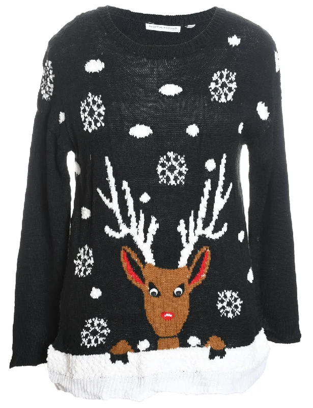 Reindeer Design Christmas Jumper - L Rayon Fabric Velvet Fabric Corduroy Fabric