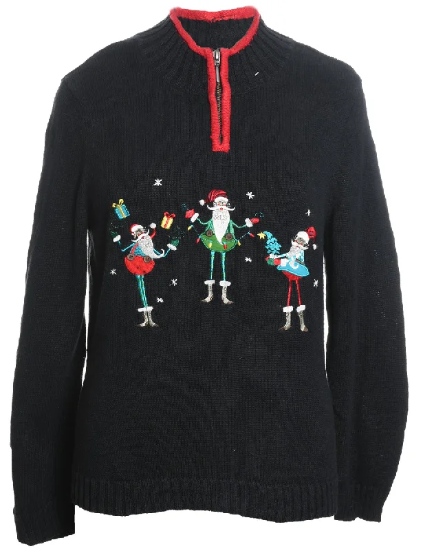 Santa Claus Christmas Jumper - L Modern Contemporary Chic