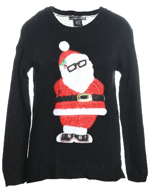 Santa Claus Christmas Jumper - M Fleece Sweater Nylon Polyester