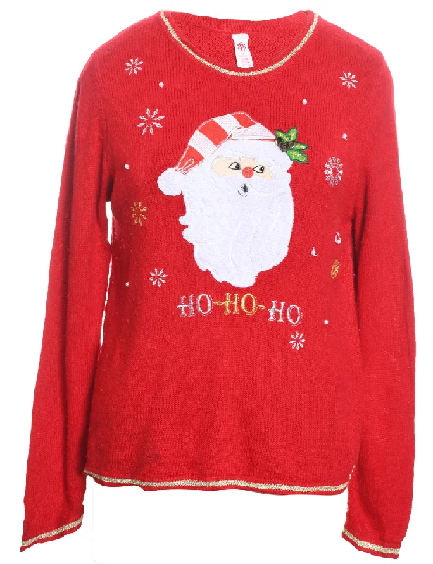 Santa Claus Christmas Jumper - M Cashmere Blend Cotton Blend Poly Blend