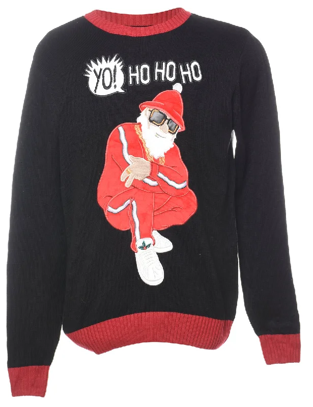 Santa Claus Christmas Jumper - M Fitted Slim Tailored