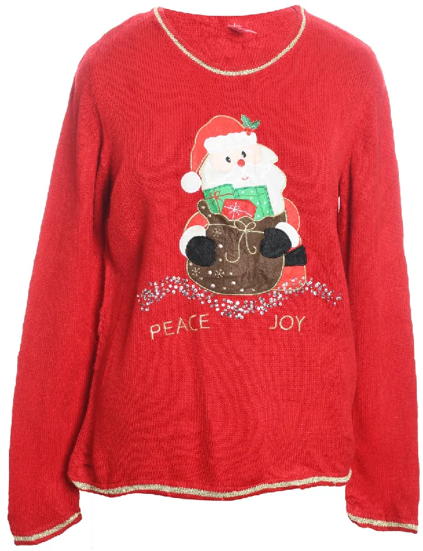 Santa Claus Christmas Jumper - M Bright Pastel Dark