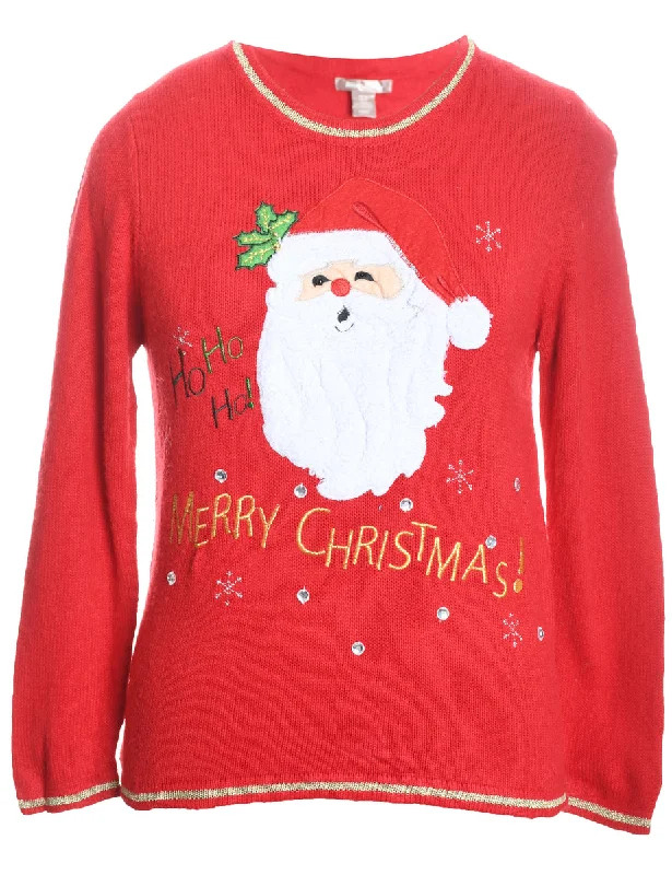 Santa Claus Christmas Jumper - S Open Front Closed Front Wrap Front