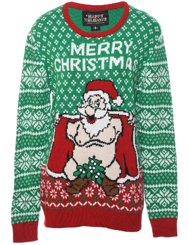 Santa Claus Christmas Jumper - S Jersey Fabric Tulle Fabric Batik Fabric