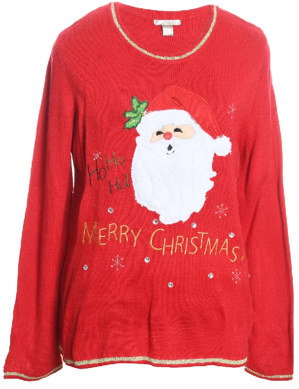 Santa Claus Christmas Jumper - XL Seamless Knitted Crochet