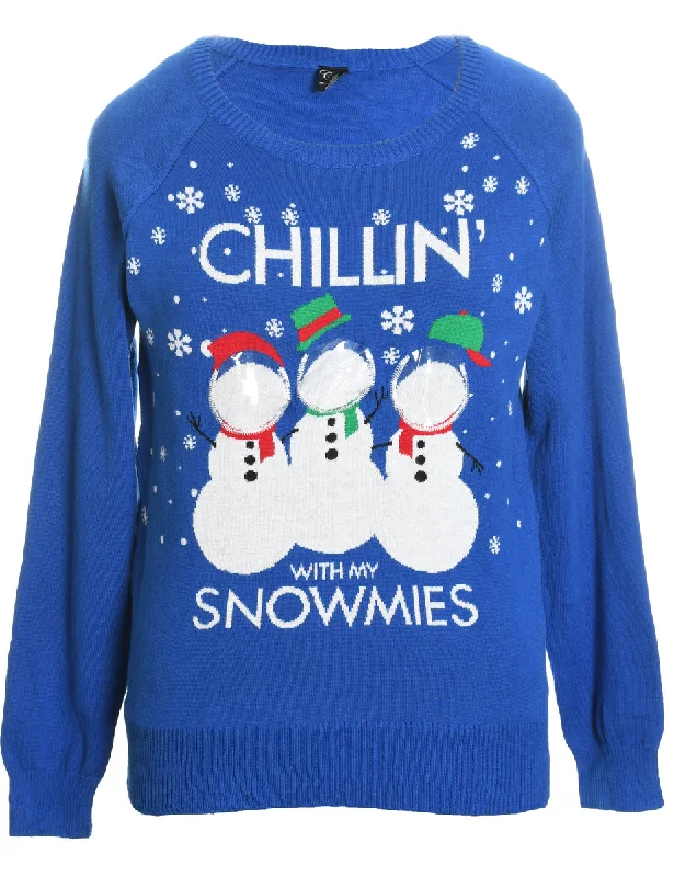 Snowman Christmas Jumper - L Bright Pastel Dark