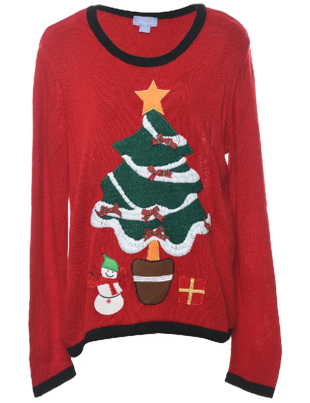 Snowman Christmas Jumper - L Anti-Pilling Anti-Shrink Durable