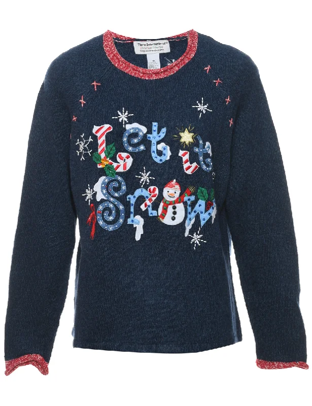 Snowman Christmas Jumper - M Sweater Knitwear Pullover