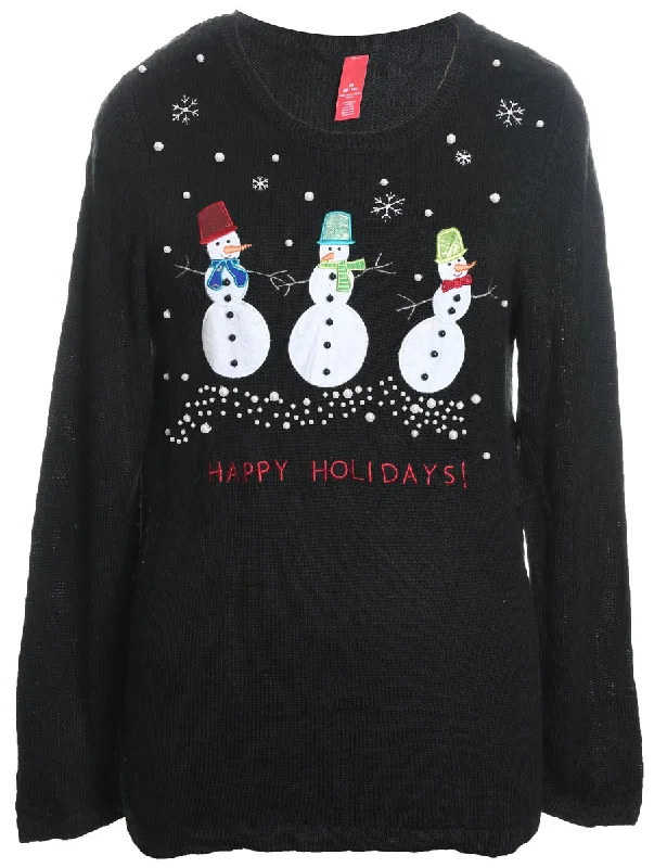 Snowman Christmas Jumper - M Velvet Chenille Corduroy