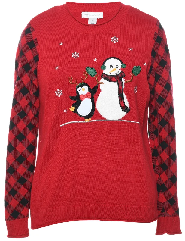 Snowman Christmas Jumper - M Stretchy Elastic Breathable