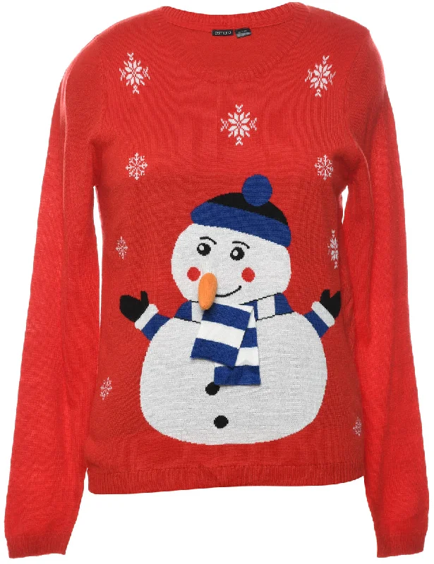 Snowman Christmas Jumper - S Fleece Sweater Nylon Polyester