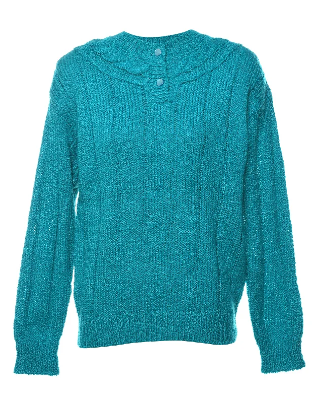 Sterling Turquoise Jumper - M Glossy Satin Silk