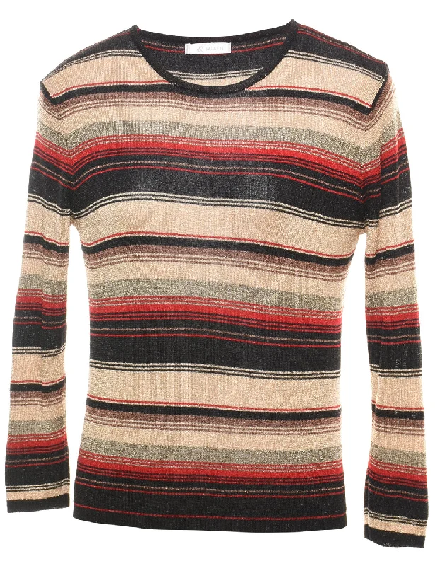 Striped Fine Knit Jumper - M Slim Fit Regular Fit Oversized