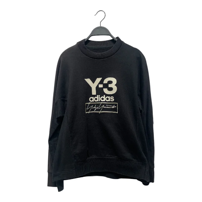 Y-3/Sweatshirt/XS/BLK/Cotton/Stacked Logo Crew sweater/FJ0432 Hoodie with Front Slit Layering Stylish