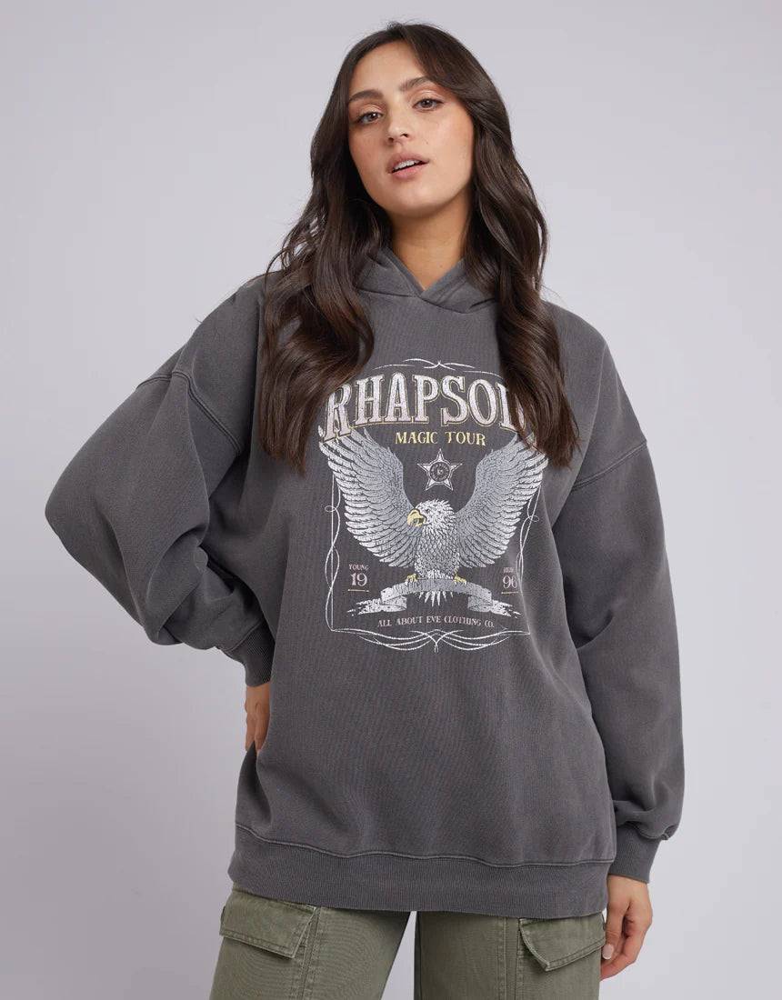 ALL ABOUT EVE MAGIC HOODY CHARCOAL Hoodie with Longline Fit Extended Stylish