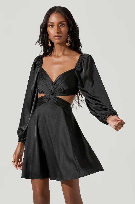 Anamaria Cutout Long Sleeve Mini Dress Stylish Button-Down Mini Dress